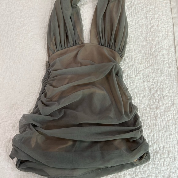 Sexy Norma Kamali Gray Mesh One Piece Swimsuit Nude Underlay - Picture 1 of 6